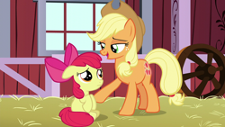 Size: 1920x1080 | Tagged: safe, screencap, apple bloom, applejack, earth pony, pony, brotherhooves social, g4, my little pony: friendship is magic, female, filly, glowing cutie mark, mare