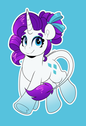 Size: 2748x4000 | Tagged: safe, alternate version, artist:partypievt, rarity, pony, unicorn, g4, bow, eyebrows, gradient hooves, gradient mane, hair bow, leonine tail, redesign, ribbon, solo