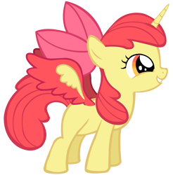 Size: 8059x8200 | Tagged: safe, artist:laszlvfx, apple bloom, alicorn, pony, g4, absurd resolution, alicornified, blank flank, bloomicorn, race swap, simple background, solo, transparent background, vector