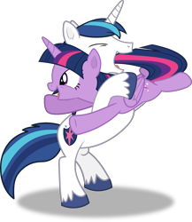 Size: 5211x6000 | Tagged: safe, artist:frownfactory, shining armor, twilight sparkle, alicorn, pony, unicorn, g4, the one where pinkie pie knows, .svg available, brother and sister, eyes closed, female, happy, horn, hug, male, mare, misleading thumbnail, open mouth, siblings, simple background, sister spinning, stallion, transparent background, twilight sparkle (alicorn), vector, wings