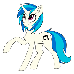 Size: 1736x1732 | Tagged: safe, artist:anglov, dj pon-3, vinyl scratch, pony, unicorn, g4, chest fluff, ear fluff, female, looking up, mare, raised hoof, simple background, solo, white background