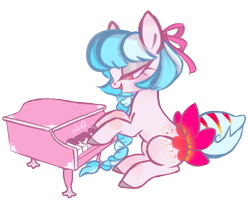 Size: 1203x969 | Tagged: safe, artist:misspinka, oc, oc only, oc:star leaves, earth pony, pony, augmented tail, female, mare, musical instrument, piano, simple background, solo, transparent background