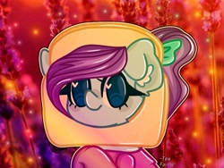 Size: 1281x964 | Tagged: safe, artist:tea_fairyuwu, oc, oc only, earth pony, pony, base used, bow, bread, bust, clothes, costume, ear fluff, earth pony oc, eyelashes, food, hair bow, heart eyes, smiling, solo, wingding eyes