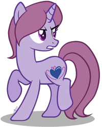 Size: 1391x1743 | Tagged: safe, artist:muhammad yunus, oc, oc only, oc:blueberry split, pony, unicorn, 2021 community collab, derpibooru community collaboration, g4, angry, base used, cute, cutie mark, female, heart, horn, madorable, mare, purple body, purple eyes, simple background, solo, teeth, transparent background, unicorn oc, vector