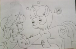 Size: 3360x2156 | Tagged: safe, artist:muhammad yunus, november rain, spring rain, pony, unicorn, rain siblings, g4, abuse, bad, brother and sister, duo, female, high res, mare, no, open mouth, pencil drawing, siblings, traditional art, upset