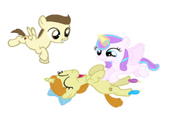 Size: 1280x963 | Tagged: safe, artist:diana173076, pound cake, princess flurry heart, pumpkin cake, g4, feather, female, filly, hoof tickling, laughing, male, tickling