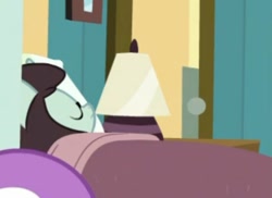 Size: 713x519 | Tagged: safe, screencap, sprout greenhoof, pony, unicorn, between dark and dawn, g4, background pony, bed, cropped, female, las pegasus resident, mare, sleeping, solo