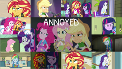 Size: 1956x1100 | Tagged: safe, edit, edited screencap, editor:quoterific, screencap, applejack, cherry crash, fluttershy, pinkie pie, rainbow dash, rarity, ringo, sci-twi, sunset shimmer, twilight sparkle, equestria girls, equestria girls specials, g4, my little pony equestria girls, my little pony equestria girls: better together, my little pony equestria girls: dance magic, my little pony equestria girls: forgotten friendship, my little pony equestria girls: legend of everfree, my little pony equestria girls: rainbow rocks, my little pony equestria girls: rollercoaster of friendship, pinkie on the one, angry, annoyed, geode of empathy, geode of sugar bombs, geode of telekinesis, humane five, humane seven, humane six, magical geodes