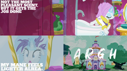 Size: 2000x1125 | Tagged: safe, edit, edited screencap, editor:quoterific, screencap, rarity, g4, it isn't the mane thing about you, bathrobe, bathtub, carousel boutique, clothes, floppy ears, robe
