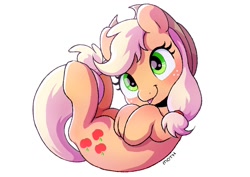 Size: 1024x724 | Tagged: safe, artist:mochi_nation, applejack, earth pony, pony, g4, cute, daaaaaaaaaaaw, freckles, jackabetes, silly, silly pony, simple background, solo, tongue out, white background, who's a silly pony