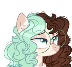 Size: 1280x1195 | Tagged: safe, artist:mlpsportybubbles, oc, oc only, oc:mint chip, earth pony, pony, female, glasses, mare, simple background, solo, transparent background