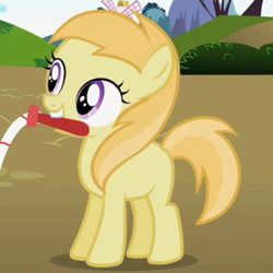 Size: 768x768 | Tagged: safe, screencap, noi, earth pony, pony, g4, lesson zero, season 2, cute, female, filly, jump rope, mouth hold, noiabetes, outdoors, park, solo, windmill