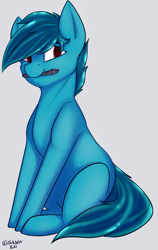 Size: 1491x2356 | Tagged: safe, artist:flashnoteart, oc, oc only, oc:doodle mark, earth pony, pony, art trade, female, holding, looking at you, sitting, solo, tablet pen