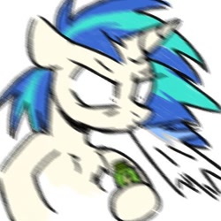 Size: 478x478 | Tagged: dead source, safe, artist:yaco, dj pon-3, vinyl scratch, pony, unicorn, g4, bipedal, drink, female, hoof hold, mare, motion blur, raised hoof, simple background, soda, solo, spit take, white background