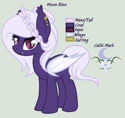 Size: 1280x1201 | Tagged: safe, artist:lominicinfinity, oc, oc only, oc:moon rise, bat pony, pony, female, mare, reference sheet, simple background, solo