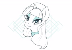 Size: 2806x1973 | Tagged: safe, artist:bunchedupletters, rarity, pony, unicorn, g4, beatnik rarity, beret, bust, clothes, female, hat, mare, monochrome, solo, sweater