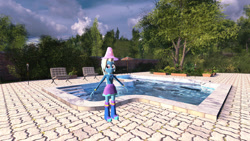 Size: 1920x1080 | Tagged: safe, artist:rygoespop, trixie, equestria girls, g4, 3d, poolside, source filmmaker