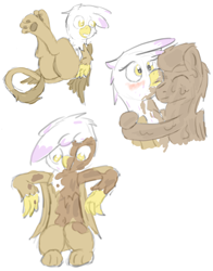 Size: 1691x2159 | Tagged: safe, artist:pzkratzer, derpibooru exclusive, gilda, thunderlane, griffon, pegasus, pony, g4, belly button, butt, covered in mud, duo, female, gildalane, gildonk, hug, lying down, male, mud, muddy, on back, plot, shipping, simple background, sketch, straight, wet and messy, white background