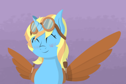 Size: 1920x1280 | Tagged: safe, artist:thistledsky, oc, oc:skydreams, pony, unicorn, artificial wings, augmented, female, goggles, lineless, mare, wings