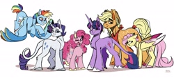 Size: 3526x1640 | Tagged: safe, artist:lrusu, part of a set, applejack, fluttershy, pinkie pie, rainbow dash, rarity, twilight sparkle, earth pony, pegasus, pony, unicorn, applejack (male), bandage, bandana, bubble berry, butterscotch, chest fluff, choker, colored sketch, colored wings, dusk shine, elusive, eye clipping through hair, eyebrows, eyebrows visible through hair, floppy ears, flying, folded wings, freckles, group, leonine tail, lidded eyes, long tail, looking at you, male, male six, mane six, one eye closed, rainbow blitz, rule 63, short hair, short mane, signature, simple background, smiling, spread wings, stallion, straw in mouth, tail wrap, unshorn fetlocks, white background, wings, wink
