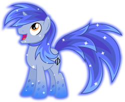 Size: 1528x1248 | Tagged: safe, artist:bast13, oc, oc:aeon of dreams, pony, unicorn, alternate hairstyle, glowing, looking up, male, rainbow power, rainbow power-ified, smiling, stallion