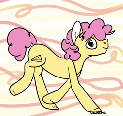 Size: 1262x1184 | Tagged: safe, artist:lowname, li'l cheese, earth pony, pony, g4, the last problem, abstract background, colt, male, signature, smiling, solo
