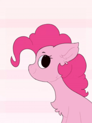 Size: 800x1069 | Tagged: safe, artist:php146, pinkie pie, earth pony, pony, g4, abstract background, animated, bouncing, chest fluff, cute, diapinkes, ear fluff, female, floppy ears, frame by frame, gif, looking at you, looking sideways, mare, smiling, solo