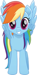 Size: 2250x4482 | Tagged: safe, edit, rainbow dash, pegasus, pony, g4, my little pony: the movie, cute, dashabetes, female, grin, high res, looking at you, mare, simple background, smiling, smiling at you, solo, spread wings, transparent background, upscaled, vector, waifu2x, wings