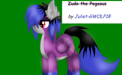 Size: 2580x1576 | Tagged: safe, artist:juliet-gwolf18, oc, oc only, pegasus, pony, female, green background, mare, pegasus oc, simple background, solo, wings
