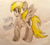 Size: 765x683 | Tagged: safe, artist:juliet-gwolf18, derpy hooves, pegasus, pony, g4, blushing, cross-eyed, derp, eyelashes, female, mare, raised hoof, solo, traditional art