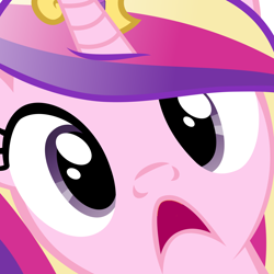 Size: 1024x1024 | Tagged: safe, artist:drpancakees, edit, princess cadance, alicorn, pony, g4, close-up, cute, cutedance, d:, face, female, frown, hi anon, inverted mouth, mare, meme, open mouth, solo