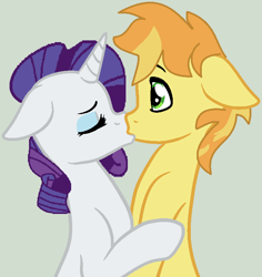 Size: 714x755 | Tagged: safe, artist:jadeharmony, braeburn, rarity, earth pony, pony, unicorn, g4, duo, female, kiss on the lips, kissing, male, rariburn, shipping, straight