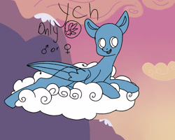 Size: 2500x2000 | Tagged: safe, artist:lowname, oc, oc only, pegasus, pony, bald, base, cloud, high res, lying down, mountain, on a cloud, outdoors, pegasus oc, prone, solo, wings, ych example, your character here