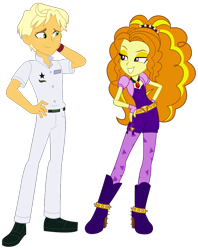 Size: 707x893 | Tagged: safe, artist:kimberlythehedgie, artist:maretrick, edit, adagio dazzle, ragamuffin (g4), equestria girls, equestria girls specials, g4, my little pony equestria girls: better together, my little pony equestria girls: rainbow rocks, my little pony equestria girls: spring breakdown, adagamuffin, bedroom eyes, belt, boots, clothes, duo, female, freckles, gem, hand on hip, high heel boots, jeans, leggings, lidded eyes, male, pants, shipping, shipping fuel, shirt, shoes, simple background, siren gem, smiling, straight, transparent background, vector, watch
