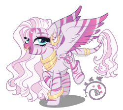 Size: 1900x1700 | Tagged: safe, artist:gihhbloonde, oc, oc only, hybrid, pony, zebra, zebrasus, zony, female, magical lesbian spawn, offspring, parent:fluttershy, parent:zecora, parents:shycora, simple background, solo, transparent background