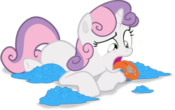 Size: 6001x3759 | Tagged: safe, artist:frownfactory, sweetie belle, pony, unicorn, for whom the sweetie belle toils, g4, blank flank, blech, female, filly, horn, impossibly large tongue, simple background, solo, taste buds, tongue out, transparent background, vector