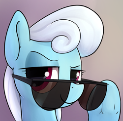 Size: 987x966 | Tagged: safe, artist:whiskeypanda, linky, shoeshine, earth pony, pony, g4, bust, cool, drawthread, female, mare, raised eyebrow, request, smiling, sunglasses