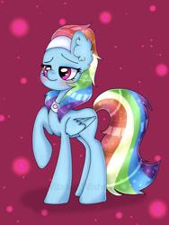 Size: 833x1107 | Tagged: dead source, safe, artist:vibrantwishes, rainbow dash, pegasus, pony, deep tissue memories, g4, my little pony: friendship is forever, alternate hairstyle, female, mare, solo, spa pony, spa pony rainbow dash