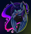 Size: 1819x2000 | Tagged: safe, artist:midnightsix3, princess luna, alicorn, anthro, g4, bust, curved horn, fangs, female, horn, looking at you, mare, neck fluff, open mouth, shoulder fluff, slit pupils, solo, wings