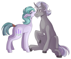 Size: 3500x2900 | Tagged: safe, artist:monnarcha, oc, oc only, oc:lavender joy, oc:polished lance, earth pony, pony, unicorn, butt, female, high res, male, mare, plot, simple background, stallion, transparent background