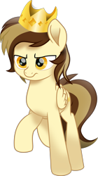 Size: 3453x6171 | Tagged: safe, artist:php178, derpibooru exclusive, oc, oc only, oc:prince whateverer, pegasus, pony, g4, my little pony: the movie, .svg available, angry, brony, brown mane, colored pupils, crown, cute, folded wings, frown, gemstones, gold, jewelry, madorable, male, movie accurate, musician, ocbetes, pegasus oc, princeabetes, raised hoof, regalia, shading, solo, stallion, svg, vector, wings, yellow