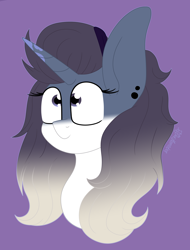 Size: 3000x3941 | Tagged: safe, artist:puperhamster, oc, oc only, pony, unicorn, barrette, bust, female, high res, mare, ponified, portrait, simple background, solo