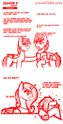 Size: 800x1562 | Tagged: safe, artist:jcosneverexisted, princess cadance, shining armor, twilight sparkle, alicorn, pony, g4, sparkle's seven, blackmail, dialogue, female, male, mare, season 9 doodles, stallion, text, twilight sparkle (alicorn)