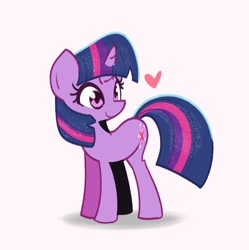 Size: 1800x1810 | Tagged: safe, artist:kindakismet, twilight sparkle, pony, unicorn, g4, beige background, cute, female, heart, mare, simple background, solo, twiabetes, unicorn twilight