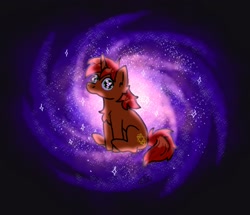 Size: 2512x2160 | Tagged: safe, artist:beaver, oc, oc only, oc:rayven, pony, unicorn, galaxy, high res, male, sitting, solo