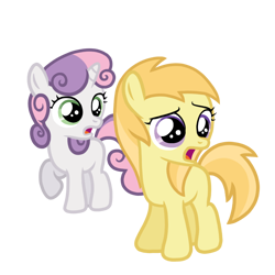 Size: 768x768 | Tagged: safe, artist:tangerinetwime, noi, sweetie belle, earth pony, pony, unicorn, g4, season 4, simple ways, .ai available, .svg available, appalled, duo, duo female, female, filly, noishock, open mouth, raised hoof, shocked, sweetieshock, vector