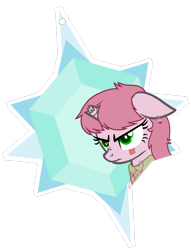 Size: 1018x1333 | Tagged: safe, artist:tanahgrogot, pony, unicorn, aelita schaeffer, angry, base used, broken horn, code lyoko, crossover, cutie mark, ear piercing, ears back, equestria fantasy, female, green eyes, heart, horn, mare, piercing, ponified, rupee, simple background, solo, transparent background, unamused