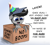 Size: 2000x1799 | Tagged: safe, artist:chopsticks, oc, oc only, oc:chopsticks, pegasus, pony, birthday, box, cheek fluff, chest fluff, dialogue, famous last words, hat, non-consensual booping, party hat, pony in a box, sitting, solo, tempting fate, text, that pony sure does hate boops, this will end in boops, wing hands, wings