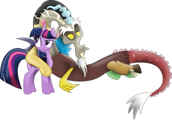 Size: 7677x5345 | Tagged: safe, artist:php178, derpibooru exclusive, discord, twilight sparkle, alicorn, draconequus, pony, g4, my little pony: the movie, princess twilight sparkle (episode), .svg available, big crown thingy, element of magic, female, friendshipping, jewelry, male, movie accurate, moviefied, regalia, show moviefied, simple background, svg, transparent background, twilight sparkle (alicorn), vector