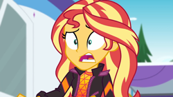 Size: 1334x750 | Tagged: safe, screencap, sunset shimmer, equestria girls, equestria girls series, g4, sunset's backstage pass!, spoiler:eqg series (season 2), confused, scared